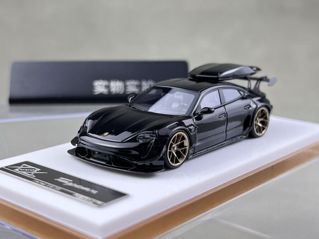 404Error 1:64 Black Taycan Roof Box Racing Sports Model Diecast Resin Car New Collection