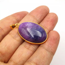 Load image into Gallery viewer, Nature Jade Purple Oval Pendant Necklace Gift Jewelry charm Blessing Lucky New
