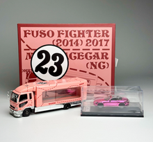 Load image into Gallery viewer, GCD 1:64 Pink Fuso Fighter Trailer Truck MX5 Sport Model Diecast Metal Car New Collection
