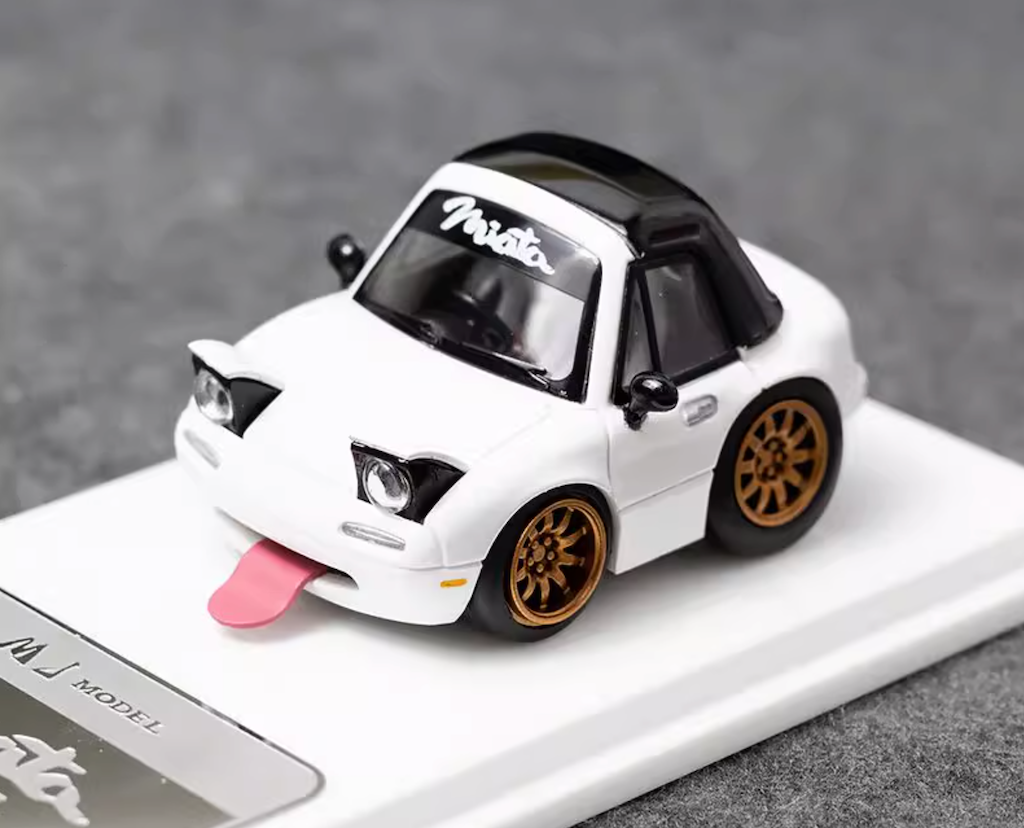 MJ 1:64 White Miata MX5 Mini Cute Q Type Sports Model Diecast Resin Car New Collection
