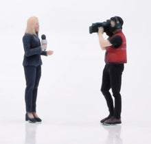 Load image into Gallery viewer, 1:64 Painted Figure Model Miniature Resin Diorama street interview Host Camera
