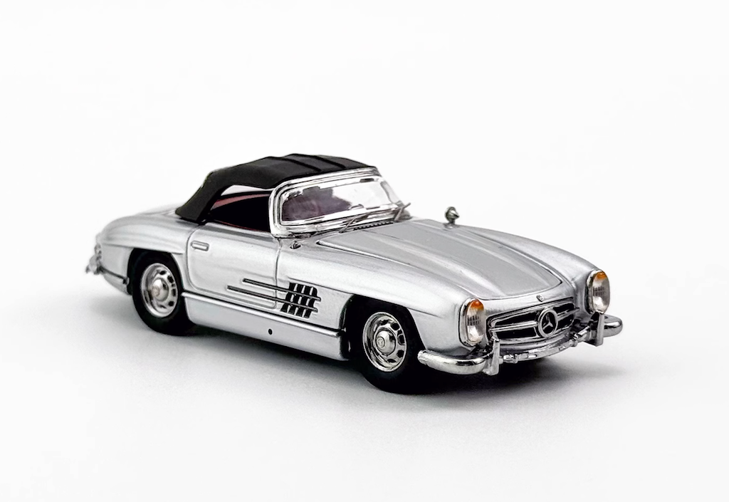 YS 1:64 Silver 300SL W198 Convertible Racing Sport Model Diecast Metal Car New Collection