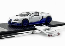 Load image into Gallery viewer, Mortal 1:64 White Blue 2010 Veyron Super Sports Model Diecast Metal Car New Collection
