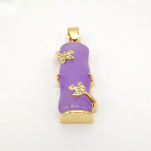 Load image into Gallery viewer, Nature Jade Bamboo Pendant Necklace Gift Jewelry charm Blessing Lucky Purple New

