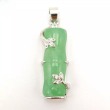 Load image into Gallery viewer, Nature Jade Bamboo Pendant Necklace Gift Jewelry charm Blessing Lucky Green BN
