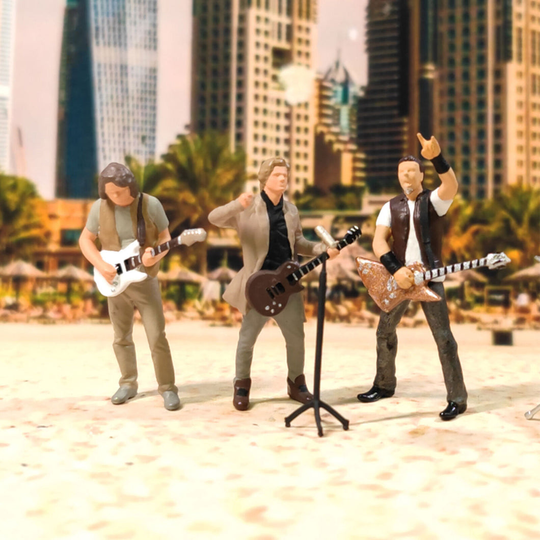 1:64 Painted Figure Mini Model Miniature Resin Diorama Band Rock Man SInger Set