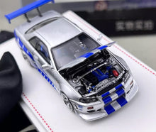 Load image into Gallery viewer, FH 1:64 FNF JDM Silver Skyline GTR R34 Sports Model Diecast Metal Car New Collection
