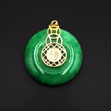 Load image into Gallery viewer, Nature Jade Fu Green Round Pendant Necklace Gift Jewelry charm Blessing Lucky
