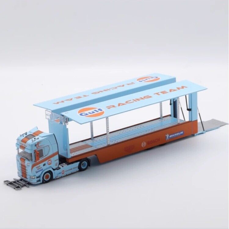 1:64 Scania S730 Gulf Enclosed Double Deck Truck Model Diecast Metal Car New