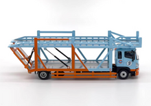 Load image into Gallery viewer, 1:64 Blue Gulf 500 HINO Ranger Double Transport Truck Model Diecast Metal Car
