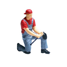 Load image into Gallery viewer, 1:64 Painted Figure Mini Model Miniature Resin Diorama Car Repairman Repair Red
