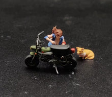 Load image into Gallery viewer, 1:64 Painted Figure Miniature Mini Resin Model Diorama Woman Scooter Dog Set
