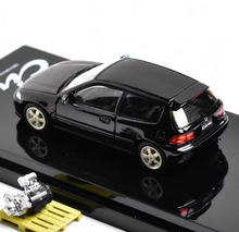 Load image into Gallery viewer, HJ 1:64 Black Civic EG6 SiR-S Engine Sports Model Diecast Metal Car New Collection
