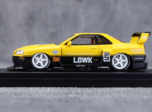 Load image into Gallery viewer, SW 1:64 Yellow Black Skyline GTR ER34 LBWK #5 Sports Model Diecast Metal Car
