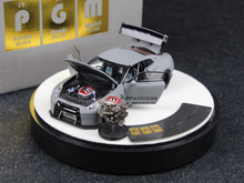 Load image into Gallery viewer, PGM 1:64 Gray GTR R35 Rocket Bunny Engine Round Model Diecast Metal Car New Collection

