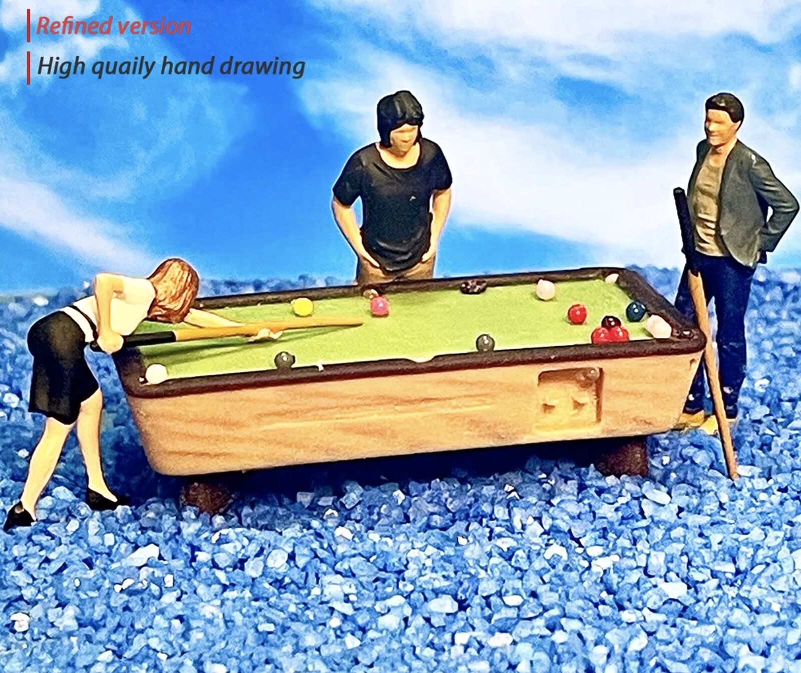 1:64 Painted Figure Model Miniature Resin Diorama Sand Pool Billiards ...
