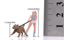 Load image into Gallery viewer, 1:64 Painted Figure Model Miniature Resin Sand Dog Walking Girl Lady Woman Pet
