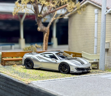 Load image into Gallery viewer, TOC 1:64 Silver 488 Pista Coupe Sports Model Diecast Metal Car New Collection
