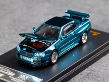 Load image into Gallery viewer, DK 1:64 Blue Carbon Skyline GTR R34 Racing Sport Model Diecast Metal Car New Collection

