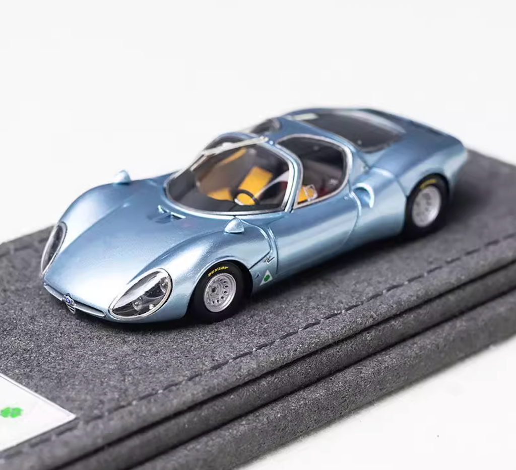 DMH 1:64 Ice Blue Tipo33 Stradale Racing Sport Model Diecast Resin Car New Collection