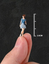 Load image into Gallery viewer, 1:64 Painted Figure Mini Model Miniature Resin Diorama Sand Girl Lady Blue Skirt
