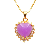 Load image into Gallery viewer, Nature Jade Purple Heart Pendant Necklace Gift Jewelry charm Blessing Lucky New
