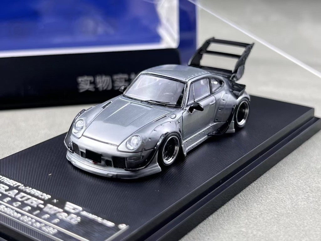 SW 1:64 Silver Varnish RWB 993 Spoiler Sports Model Diecast Metal Car BN