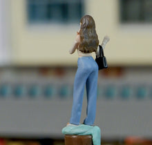 Load image into Gallery viewer, 1:64 Painted Figure Mini Model Miniature Resin Diorama Lady Brown Hair Girl Bag
