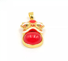 Load image into Gallery viewer, Nature Jade Traditional Lion Pendant Necklace Gift  Jewelry charm Blessing Red
