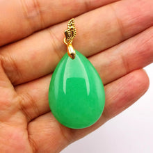 Load image into Gallery viewer, Nature Jade Water Drop Oval Pendant Necklace Gift Jewelry charm Blessing Lucky
