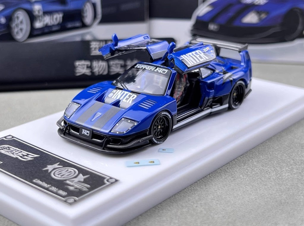 DK 1:64 Blue Inter LBWK F40 Racing Sports Model Diecast Metal Car New Collection
