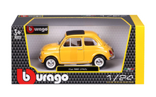 Load image into Gallery viewer, Bburago 1:21 Yellow 1965 500F Classic Vintage Model Toy Diecast Metal Car BN
