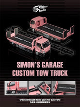 Load image into Gallery viewer, MT 1:64 Pink Custom Tow Flatbed Truck Simon Garage Model Diecast Metal Car New Collection
