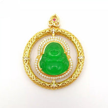 Load image into Gallery viewer, Nature Jade Laughing Budha Round Pendant Necklace Gift Jewelry charm Blessing
