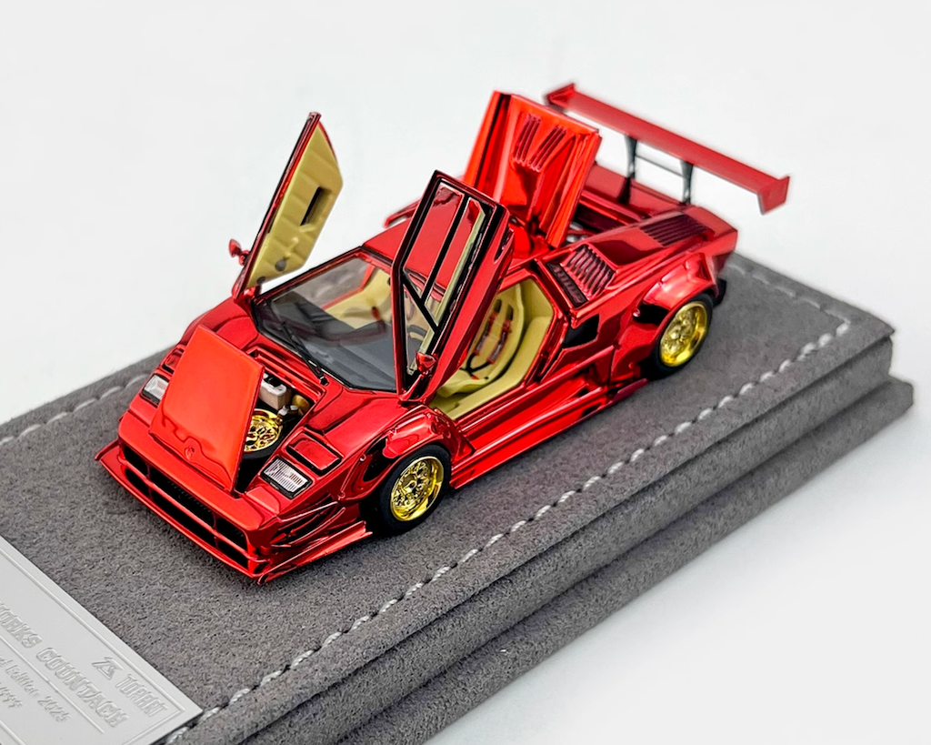 Topart 1:64 Plating Red LBWK Countach Sports Model Diecast Metal Car New Collection