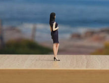Load image into Gallery viewer, 1:64 Painted Figure Model Miniature Resin Diorama Sand Girl in Black Dress Lady
