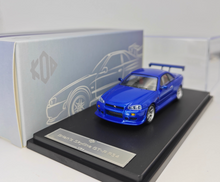 Load image into Gallery viewer, GFCC 1:64 Blue FNF Skyline GTR R34 C-West Sport Model Diecast Metal Car New Collection
