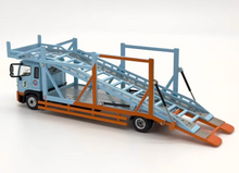 Load image into Gallery viewer, 1:64 Blue Gulf 500 HINO Ranger Double Transport Truck Model Diecast Metal Car
