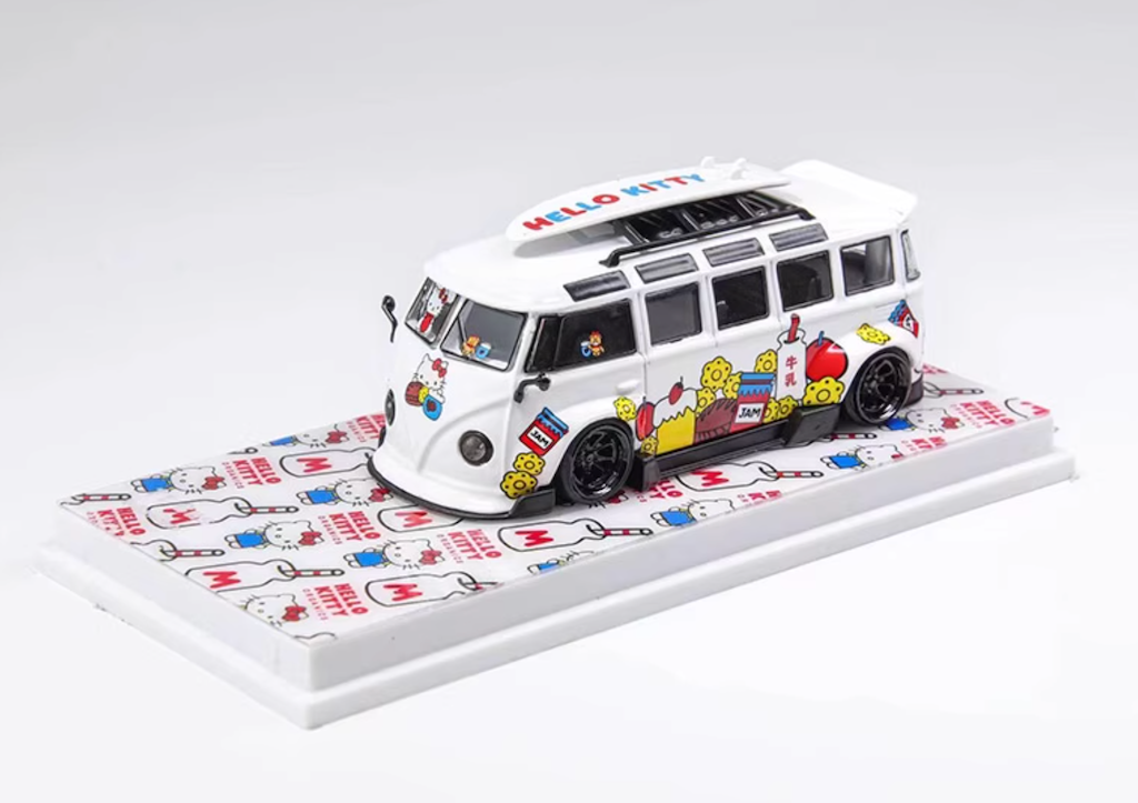 1:64 Flame White VW T1 Van Camper Bus Kombi Sports Model Diecast Metal Car New