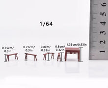 Load image into Gallery viewer, 1:64 Painted Figure Model Miniature Resin Diorama Sand Vintage Table Chair Set
