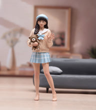 Load image into Gallery viewer, 1:24 Painted Figure Model Miniature Resin Diorama Pink Blue JK Uniform Girl Bear
