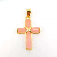 Load image into Gallery viewer, Nature Jade Pink Cross Pendant Necklace Gift Jewelry charm Blessing Lucky New
