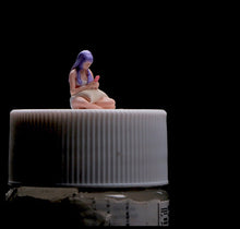 Load image into Gallery viewer, 1:64 Painted Figure Model Miniature Resin Diorama Sand Purple Hair Girl Pillow
