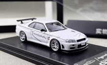 Load image into Gallery viewer, MC 1:64 White Skyline GTR R34 V-SPEC-II MK5 Mines Model Diecast Metal Car New Collection
