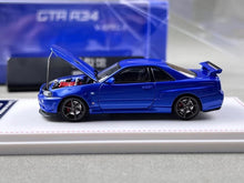 Load image into Gallery viewer, FH 1:64 JDM Blue Skyline GTR R34 V-SPEC II Sports Model Diecast Metal Car BN
