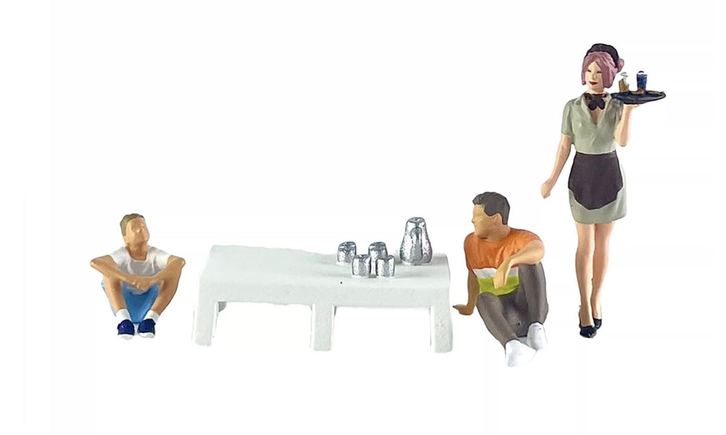 1:64 Painted Figure Mini Model Miniature Resin Diorama Set Father Son Cafe Scene