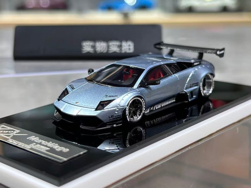 404Error 1:64 Ice Blue Murcielago LBWK Spoiler Sports Model Diecast Resin Car