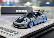 Load image into Gallery viewer, HH 1:64 Gray Blue Rims 992.1 GT3 RS Sports Model Diecast Resin Car New Collection
