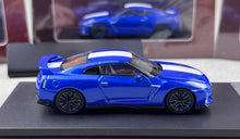 Load image into Gallery viewer, MH 1:64 Blue 50th Skyline GTR R35 Racing Sports Model Diecast Metal Car New Collection
