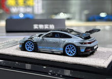 Load image into Gallery viewer, HH 1:64 Gray Blue Rims 992.1 GT3 RS Sports Model Diecast Resin Car New Collection
